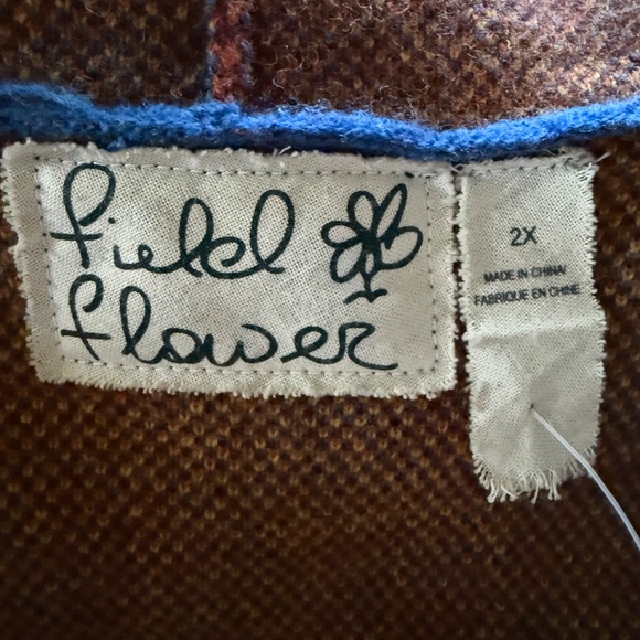 Anthropologie Field Flower Plaid Sweater Coat 100% Wool Size 2X - Picture 11 of 14